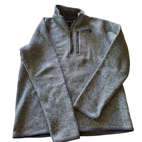 Patagonia Grey Burnout Quarter Zip Long Sleeve Collard Sweater Small Unisex - Picture 3 of 15